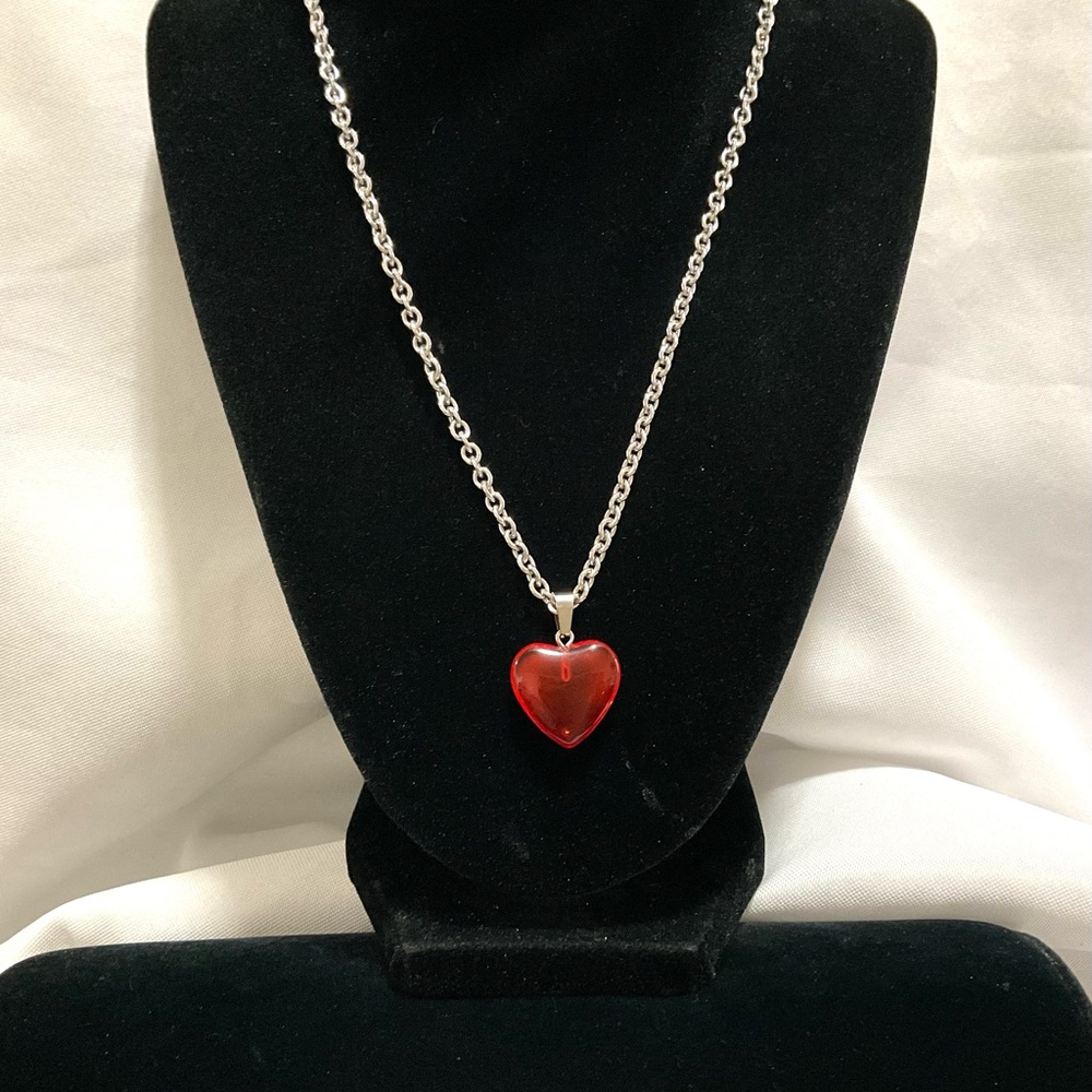 Red Glass Heart Valentine Necklace